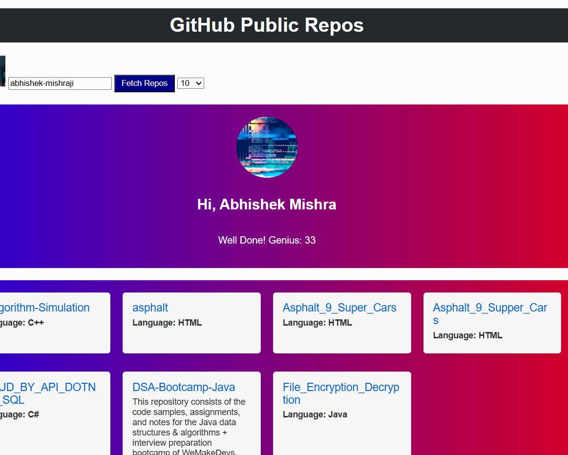 GitHub Repos Viewer